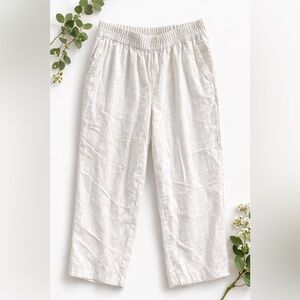 Universal Standard Iris Linen Pants White Size S 14/16 Elastic Waist